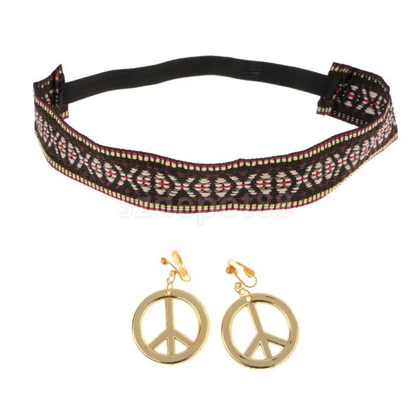 hippie headband gold peace sign earrings kit women girls party costume props
hippie headband gold peace sign earrings kit women girls party costume props