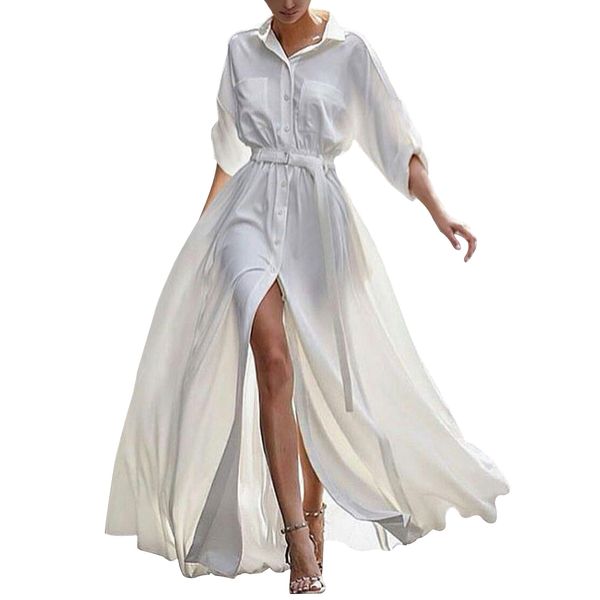 gifts bandage front split women dress maxi button travel white big swing long sleeve bundle waist fashion chiffon, Black;gray
gifts bandage front split women dress maxi button travel white big swing long sleeve bundle waist fashion chiffon, Black;gray