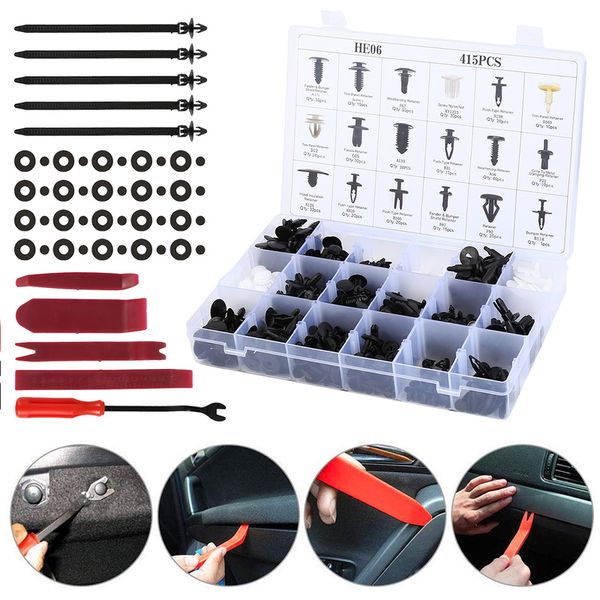 415 pcs auto fastener clips universal bumper fixed clamp push type clip for automobile series fastener car interior accessories
415 pcs auto fastener clips universal bumper fixed clamp push type clip for automobile series fastener car interior accessories