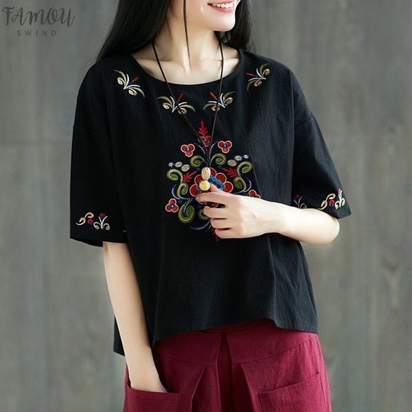 ethnic plus size v neck summer women embroidery loose short sleeve t shirt ladies o neck 95% cotton tees vintage art, White
ethnic plus size v neck summer women embroidery loose short sleeve t shirt ladies o neck 95% cotton tees vintage art, White