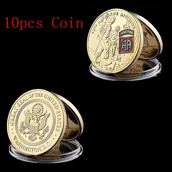 10pcs 24k gold military usa challenge coins custom souvenir coin 82nd airborne division united states army collectible gifts
10pcs 24k gold military usa challenge coins custom souvenir coin 82nd airborne division united states army collectible gifts