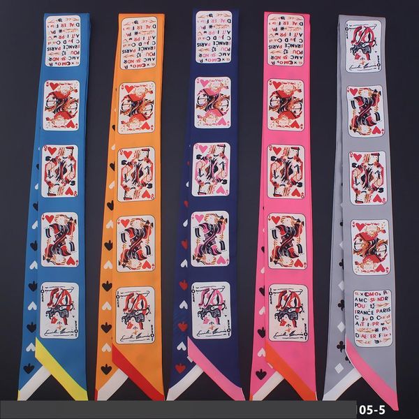 мода-новая европейская и американская мода игральные карты маленький шелковый шарф привязанная сумка ручка маленькая лента шарф дамы маленьк, Blue;gray