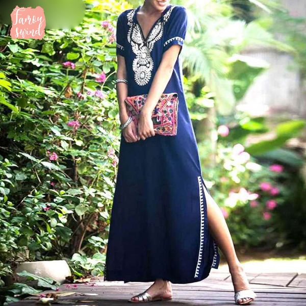 bohemian women printed dress 2019 female summer v neck split hem maxi dresses casual vestidos plus size, Black;gray
bohemian women printed dress 2019 female summer v neck split hem maxi dresses casual vestidos plus size, Black;gray