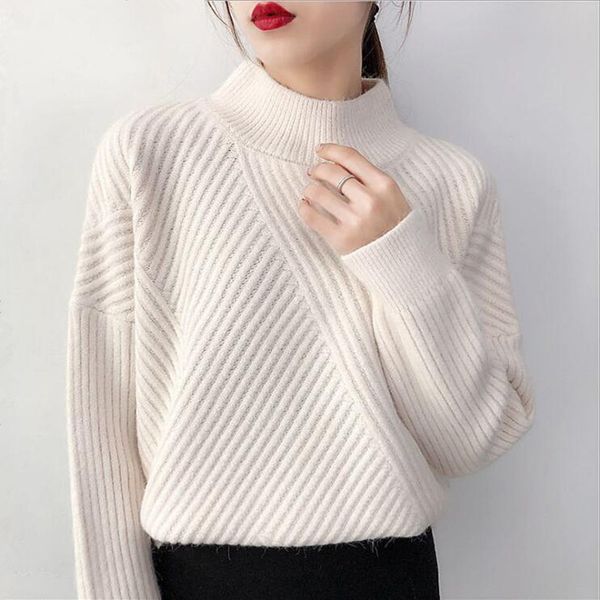 aprmhisy 2019 new autumn winter knitted sweaters for women solid striped casual loose pullovers femme jumper, White;black
aprmhisy 2019 new autumn winter knitted sweaters for women solid striped casual loose pullovers femme jumper, White;black