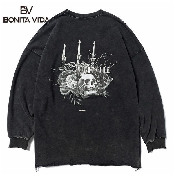 vida skull retro washed loose sweatshirt men 2020 ripped holes harajuku casual cotton hip hop pullover hoodies streetwear, Black
vida skull retro washed loose sweatshirt men 2020 ripped holes harajuku casual cotton hip hop pullover hoodies streetwear, Black