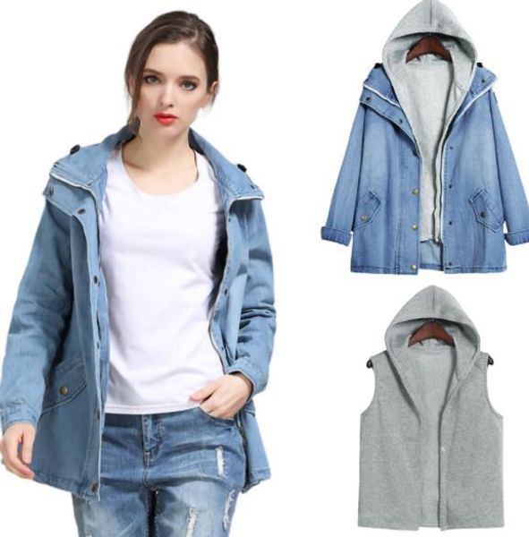 womens designer autumn 2pcs jeans jackets long sleeve plus size female clothing fashion style casual apparel, Black;brown
womens designer autumn 2pcs jeans jackets long sleeve plus size female clothing fashion style casual apparel, Black;brown
