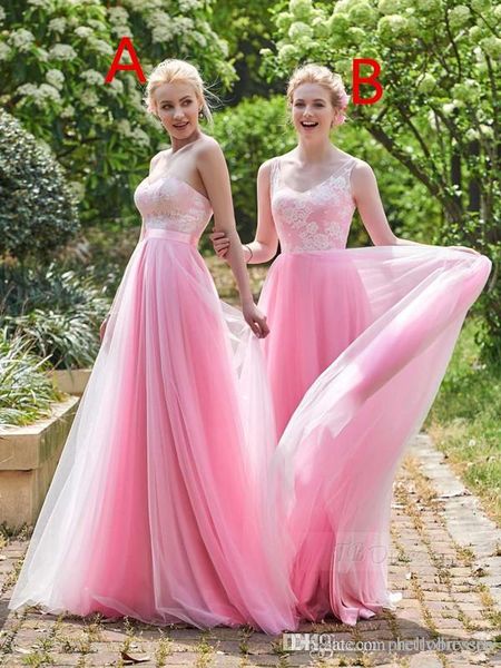 a line tulle sweetheart blush pink long bridesmaid dresses different styles same color wedding guest dress plus size 2019 party dress, White;pink 
a line tulle sweetheart blush pink long bridesmaid dresses different styles same color wedding guest dress plus size 2019 party dress, White;pink