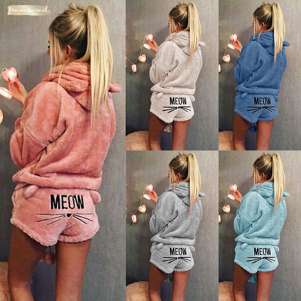 women coral cute pajamas set autumn winter warm pajamas two piece set sleepwear velvet meow pattern hoodies shorts set 5xl, Gray
women coral cute pajamas set autumn winter warm pajamas two piece set sleepwear velvet meow pattern hoodies shorts set 5xl, Gray