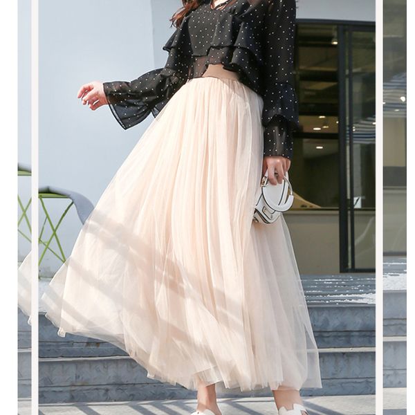 skirts 2021 spring women long mesh maxi skirt slim a line pleated 3 layer party princess casual femme festival, Black
skirts 2021 spring women long mesh maxi skirt slim a line pleated 3 layer party princess casual femme festival, Black