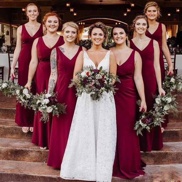 simple burgundy mermaid long bridesmaid dresses v neck sleeveless country wedding party gowns plus size wedding guest dress, White;pink
simple burgundy mermaid long bridesmaid dresses v neck sleeveless country wedding party gowns plus size wedding guest dress, White;pink