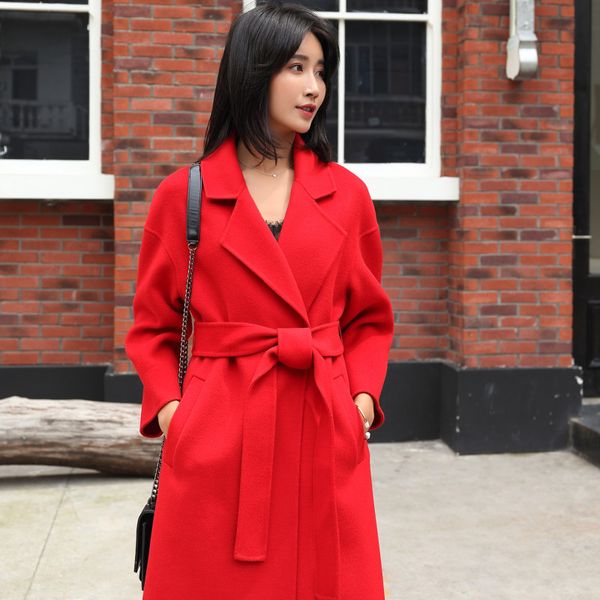 100% cashmere coat female alkmene2019 autumn and winter new slim fashion long coat with belt double-faced woolen fur female, Black
100% cashmere coat female alkmene2019 autumn and winter new slim fashion long coat with belt double-faced woolen fur female, Black