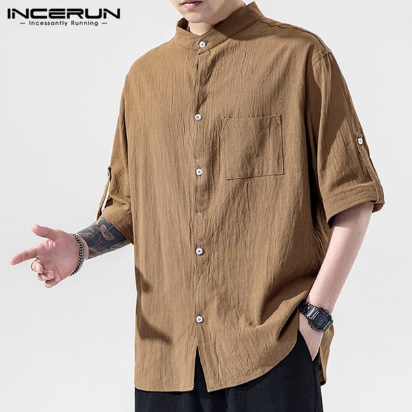 incerun cotton men's shirt solid short sleeve 2020 stand collar harajuku japanese streetwear casual blouse loose button camisa, White;black
incerun cotton men's shirt solid short sleeve 2020 stand collar harajuku japanese streetwear casual blouse loose button camisa, White;black