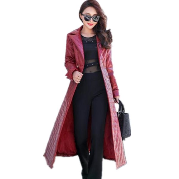 leather women winter long coat 2019 new korean slim plus cotton skin coats temperament fashion show thin windbreaker jacket g913, Black
leather women winter long coat 2019 new korean slim plus cotton skin coats temperament fashion show thin windbreaker jacket g913, Black