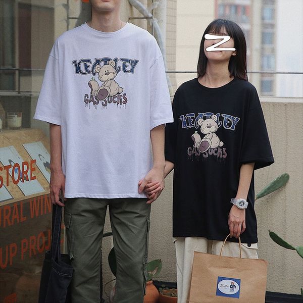 2020 summer clothes couple bear printed short-sleeved t-shirt ins clothing student loose fashion class clothes female, White
2020 summer clothes couple bear printed short-sleeved t-shirt ins clothing student loose fashion class clothes female, White