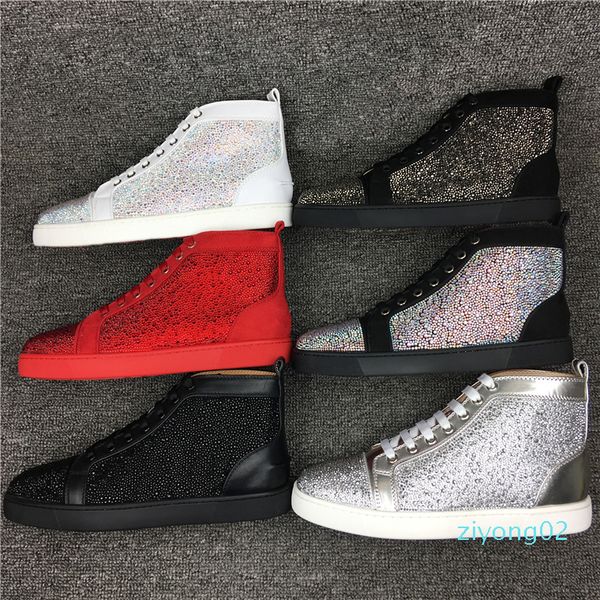 r sneakers red bottom shoe high cut suede spike luxury hococal men and women shoes party wedding crystal leather sneakers z02, Black
r sneakers red bottom shoe high cut suede spike luxury hococal men and women shoes party wedding crystal leather sneakers z02, Black