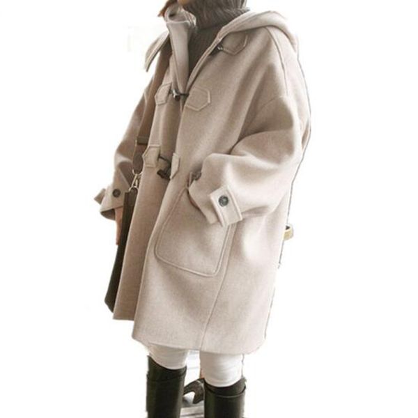 2018 autumn and winter new hooded wool jacket female korean college style big size in the long paragraph horns buckle woolen coa, Black
2018 autumn and winter new hooded wool jacket female korean college style big size in the long paragraph horns buckle woolen coa, Black