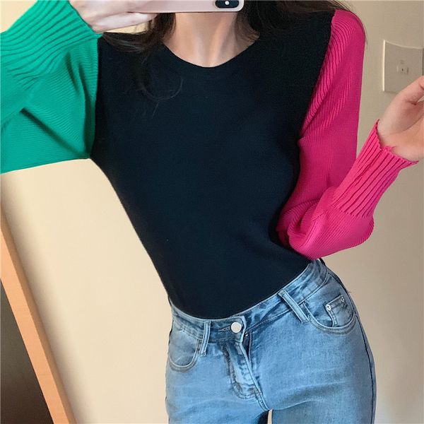women's sweaters love it color block patchwork sweater women knitted jumper lantern sleeve pull femme jersey mujer, White;black
women's sweaters love it color block patchwork sweater women knitted jumper lantern sleeve pull femme jersey mujer, White;black