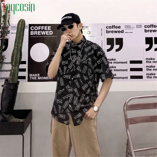 men oversize short sleeve beach shirt summer loose casual lapel letter print shirt plus size mens clothing button fashion, White;black
men oversize short sleeve beach shirt summer loose casual lapel letter print shirt plus size mens clothing button fashion, White;black