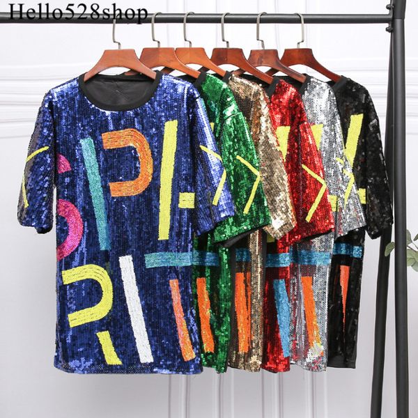 hello528shop 2019 new ladies sequined t-shirt short-sleeved loose colorful striped designer sequins shirts for women evening party, White
hello528shop 2019 new ladies sequined t-shirt short-sleeved loose colorful striped designer sequins shirts for women evening party, White