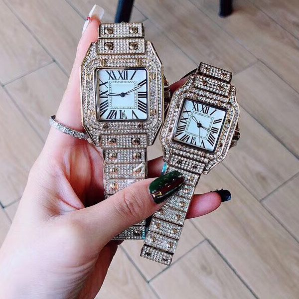 couple men's women fashion lovers watches dress watch stainless steel band full diamond quartz wristwatches for mens ladies valentine g, Slivery;brown
couple men's women fashion lovers watches dress watch stainless steel band full diamond quartz wristwatches for mens ladies valentine g, Slivery;brown