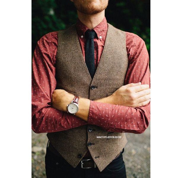 vintage brown tweed vests wool herringbone british style custom made mens suit tailor slim fit blazer wedding suits for men, Black
vintage brown tweed vests wool herringbone british style custom made mens suit tailor slim fit blazer wedding suits for men, Black