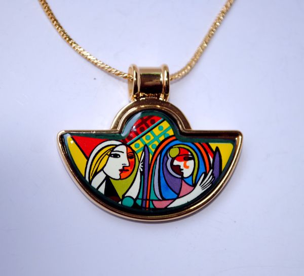woman before a mirror series 18k gold-plated enamel necklaces for woman fan pendant wedding necklace women necklace, Silver
woman before a mirror series 18k gold-plated enamel necklaces for woman fan pendant wedding necklace women necklace, Silver