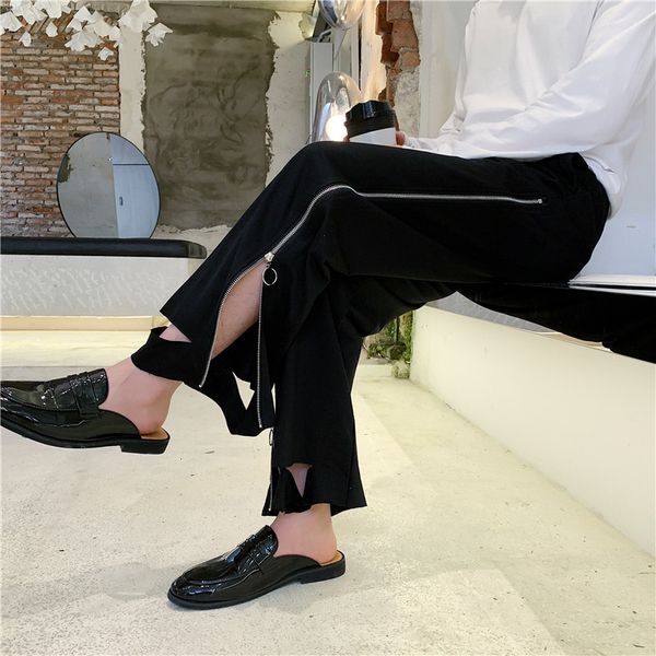 m-xxspring and autumn models dark personality side zipper men's loose straight casual pants hair stylist youth wide leg pants, Black
m-xxspring and autumn models dark personality side zipper men's loose straight casual pants hair stylist youth wide leg pants, Black