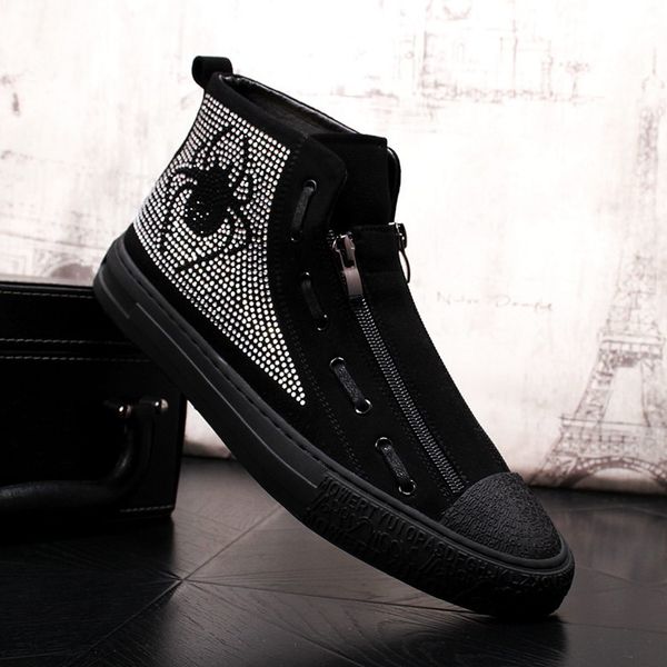selling british mens black casual shoes high spider pattern luxury rhinestone charm double zipper leisure shoes
selling british mens black casual shoes high spider pattern luxury rhinestone charm double zipper leisure shoes