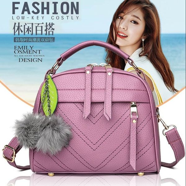 2020 new women bag korean hair ball pendant fashion pu hand bag shoulder messenger lady
2020 new women bag korean hair ball pendant fashion pu hand bag shoulder messenger lady
