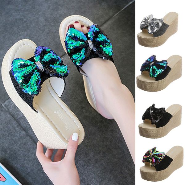 slippers for women lady summer bow knot bling slipper peep toe platform wedges sandal shoes fashionable women shoes casual, Black
slippers for women lady summer bow knot bling slipper peep toe platform wedges sandal shoes fashionable women shoes casual, Black