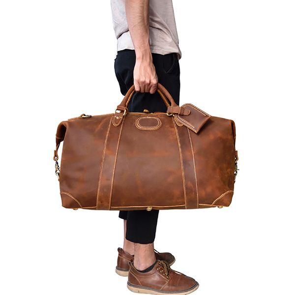 men's genuine leather travel bag durable thick crazy horse leather travel duffel real leather vintage retro look weekend bag
men's genuine leather travel bag durable thick crazy horse leather travel duffel real leather vintage retro look weekend bag