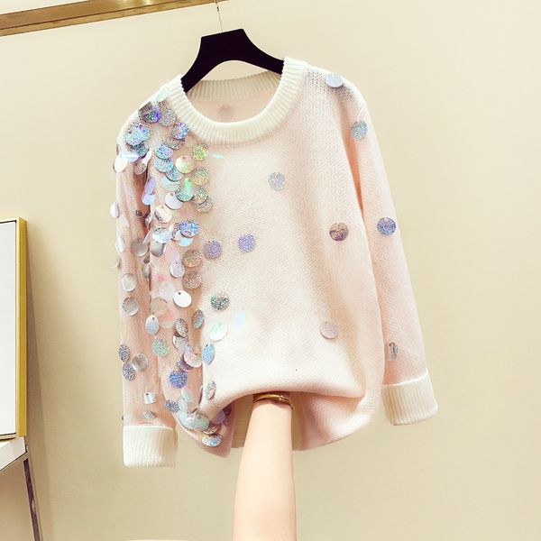 lazy wind sequins pullover sweater women 2019 autumn new korean loose knitted sweater girls lady knitwear, White;black
lazy wind sequins pullover sweater women 2019 autumn new korean loose knitted sweater girls lady knitwear, White;black
