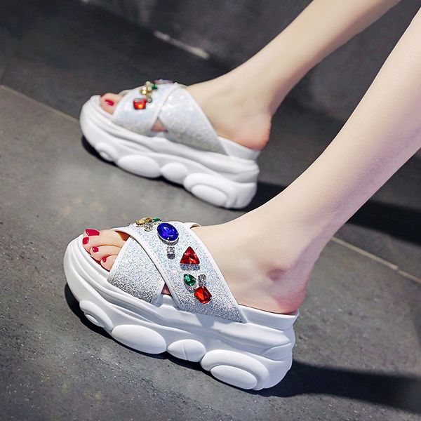 glitter slides high-heeled shoes lady ladies' slippers fashion platform increased internal slipers women jelly heels soft, Black
glitter slides high-heeled shoes lady ladies' slippers fashion platform increased internal slipers women jelly heels soft, Black