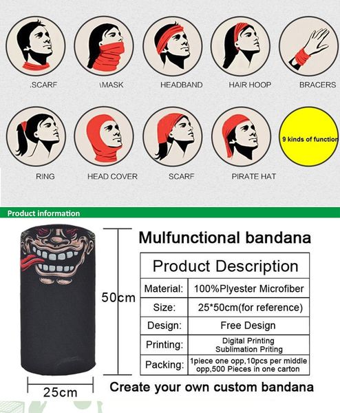 200pcs/magic scarf multifunctional seamless tube headband balaclava tactical neck warmer headwear motorcycle pirate sport face bandana
200pcs/magic scarf multifunctional seamless tube headband balaclava tactical neck warmer headwear motorcycle pirate sport face bandana
