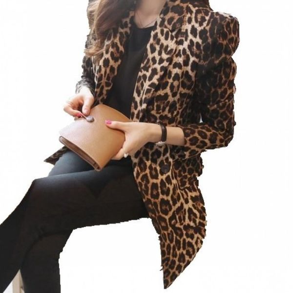 women leopard blazers printed long sleeve plus size blazers v-neck one button highstreet autumn coat, White;black
women leopard blazers printed long sleeve plus size blazers v-neck one button highstreet autumn coat, White;black