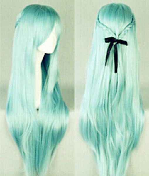 wig fashion beauty natural straight with two pigtails long blue synthetic hair wig 108, Black;brown
wig fashion beauty natural straight with two pigtails long blue synthetic hair wig 108, Black;brown
