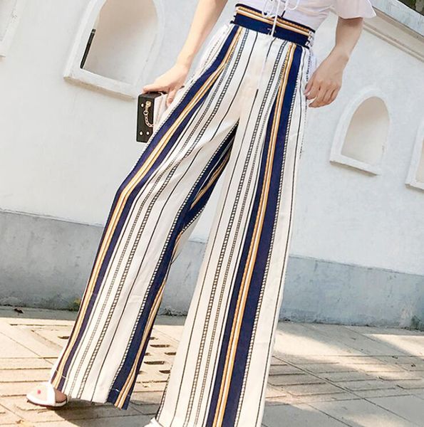 women's pants & capris spring summer casual loose white stripe chiffon female high waist wide leg tb972, Black;white
women's pants & capris spring summer casual loose white stripe chiffon female high waist wide leg tb972, Black;white