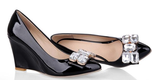 2019 water drill women's shoes in spring and autumn with new style high heel slope heel pointed end, Black
2019 water drill women's shoes in spring and autumn with new style high heel slope heel pointed end, Black