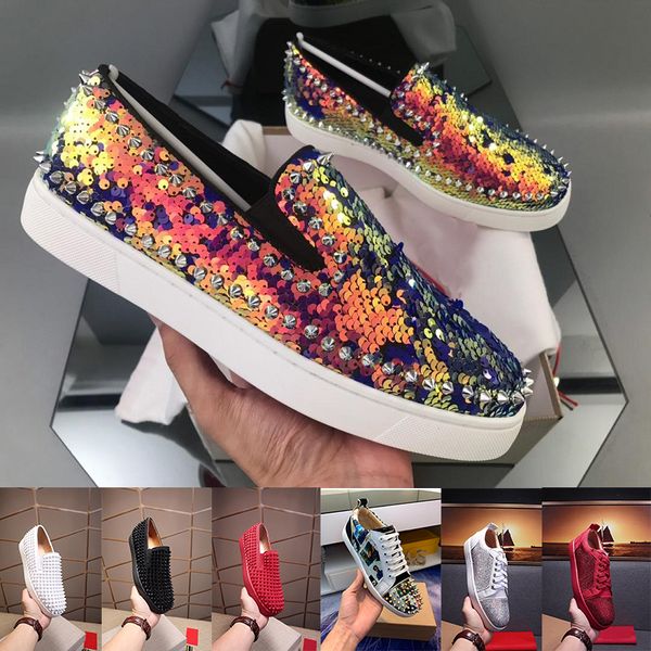 triples sneakers red bottom low cut spikes flats shoes for men women leather sneakers casual shoes with dust bag with box size 35-46, Black
triples sneakers red bottom low cut spikes flats shoes for men women leather sneakers casual shoes with dust bag with box size 35-46, Black