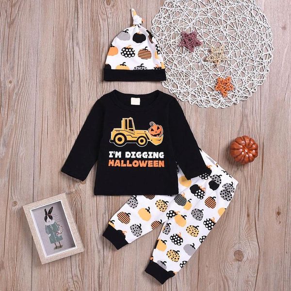 cute infant baby girls boys halloween long sleeve cartoon print +pant+hat outfit, White
cute infant baby girls boys halloween long sleeve cartoon print +pant+hat outfit, White