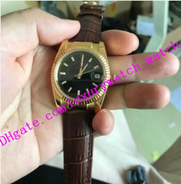 men watch 116139 36mm black dial gold bezel a2813 automatic brown leather bracelet fashion watch luxury wrist factory sales, Slivery;brown
men watch 116139 36mm black dial gold bezel a2813 automatic brown leather bracelet fashion watch luxury wrist factory sales, Slivery;brown