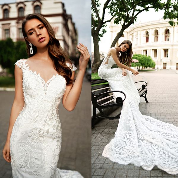 2020 beach mermaid wedding dresses v neck lace appliques short sleeve bridal gowns sweep train sheer back wedding dress, White
2020 beach mermaid wedding dresses v neck lace appliques short sleeve bridal gowns sweep train sheer back wedding dress, White