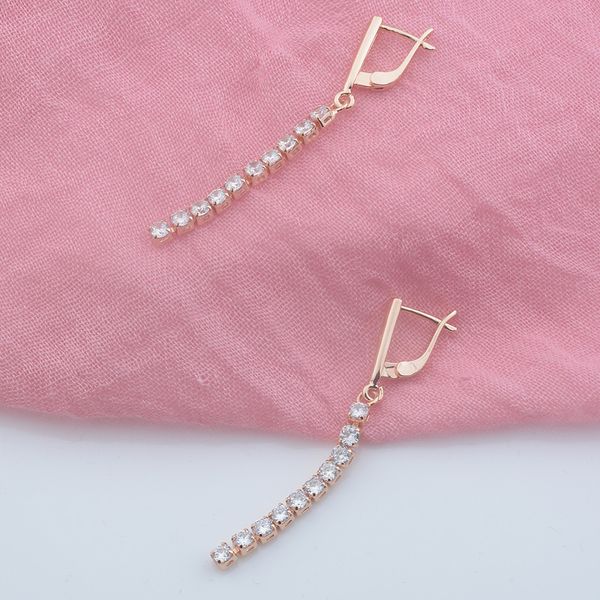 fj 3mm white cubic zircon women flexible earrings 585 rose gold color drop long earrings, Golden
fj 3mm white cubic zircon women flexible earrings 585 rose gold color drop long earrings, Golden