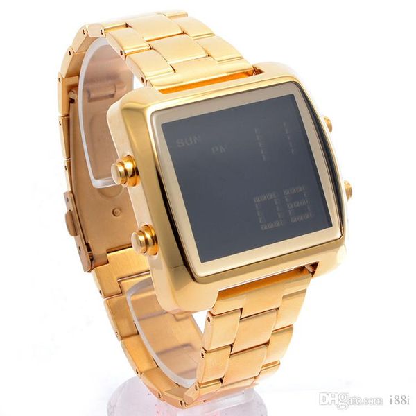 electronics watch new man steel strap men/women casual wristwatch led automatic multi-function japan movement watch gold wristwatches, Slivery;brown 
electronics watch new man steel strap men/women casual wristwatch led automatic multi-function japan movement watch gold wristwatches, Slivery;brown