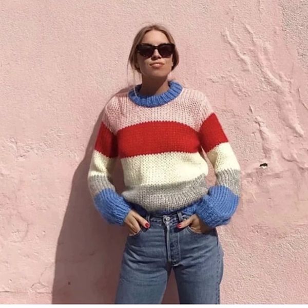 striped oversized women knitwear 2018 brand new o-neck high street knitted pullover women autumn ladies sweaters cws0080-5, White;black
striped oversized women knitwear 2018 brand new o-neck high street knitted pullover women autumn ladies sweaters cws0080-5, White;black