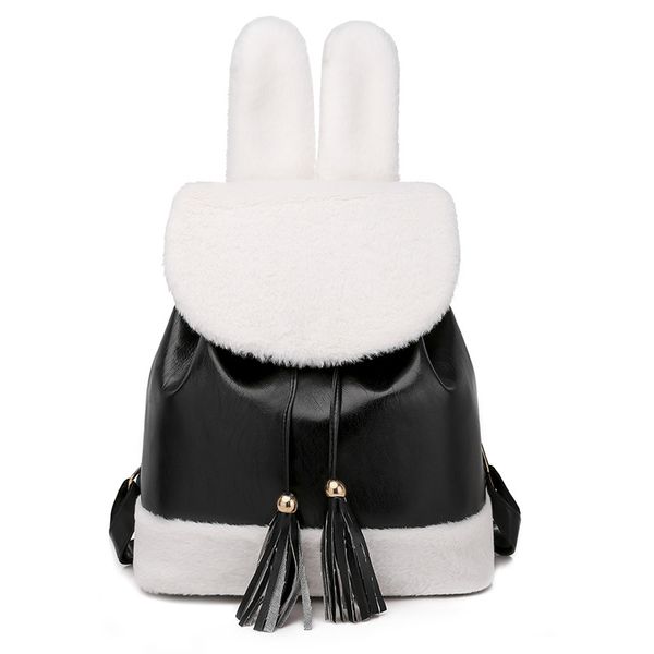 backpack female new soft leather plush student bag wild casual small backpack