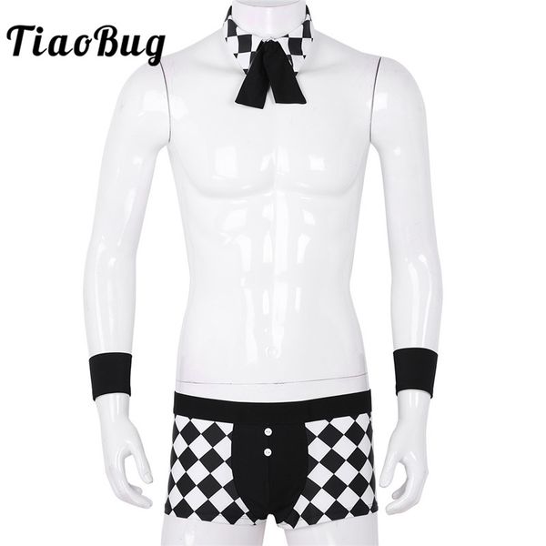 tiaobug men maid butler lingerie black white plaid boxer shorts underwear with collar handcuff nightclub party gay costumes
tiaobug men maid butler lingerie black white plaid boxer shorts underwear with collar handcuff nightclub party gay costumes