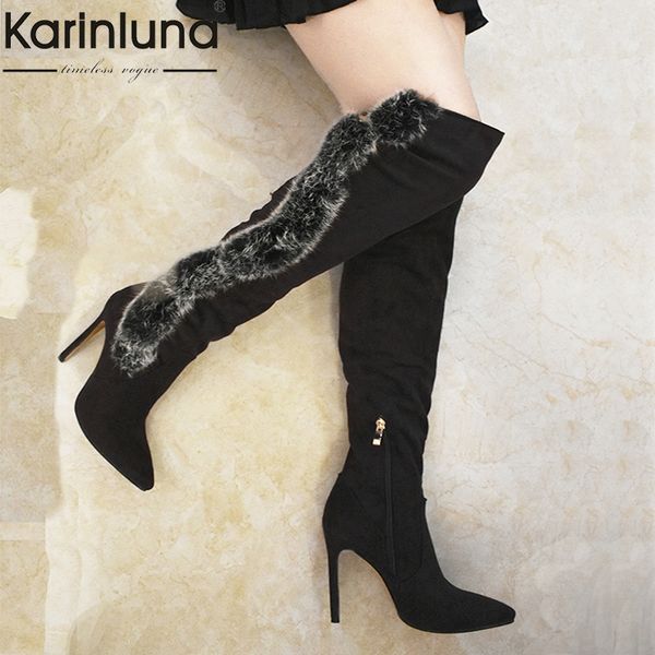 karin 2018 dropship large size 34-48 women's party boots shoes thin high heels real fur over the knee boots shoes woman, Black
karin 2018 dropship large size 34-48 women's party boots shoes thin high heels real fur over the knee boots shoes woman, Black