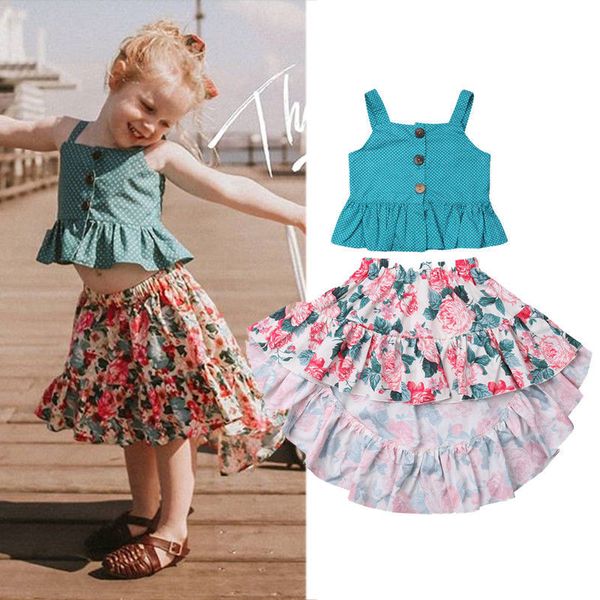 boho kids girl summer outfits cotton clothes sleeveless dots strap ruffles vest floral elastic waist skirt 2pcs girl sets 2-7y, White
boho kids girl summer outfits cotton clothes sleeveless dots strap ruffles vest floral elastic waist skirt 2pcs girl sets 2-7y, White