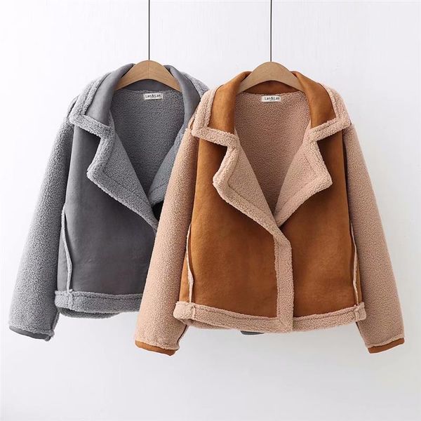 women's fur & faux suede lamb teddy coat 2021 women fashion leather moto jacket ladies loose thick winter female overcoat 7479, Black
women's fur & faux suede lamb teddy coat 2021 women fashion leather moto jacket ladies loose thick winter female overcoat 7479, Black